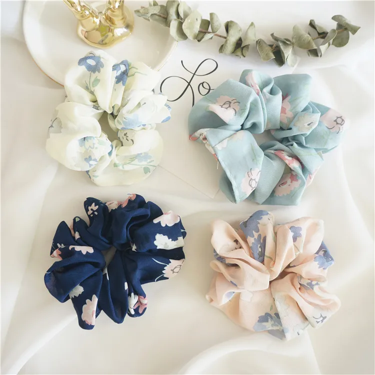 

VEKNO Sweet Boho Flower Print Hairbands Headwear For Women Elastic Ponytail Holder Summer Beach Hair Accessories