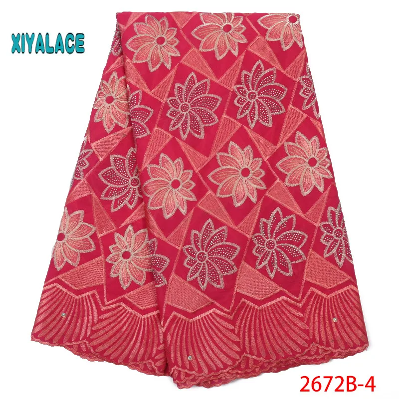 Африканская кружевная ткань, Высококачественная кружевная вуаль, кружевная ткань нового дизайна, швейцарская вуаль, кружевная швейцарская вуаль с камнями, YA2672B-1
