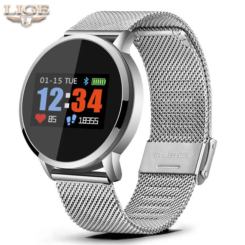 

LIGE Q8 Smart Bracelet OLED Color Screen Smartwatch Women's Fashion Fitness Tracker Heart Rate monitor pedometer men's watch