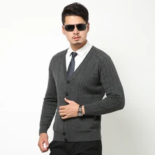 Sweater Man 100% Pure Knitted Winter Warm Cardigans V-neck Long Sleeve Standard Sweaters Male Jumper Puls Size