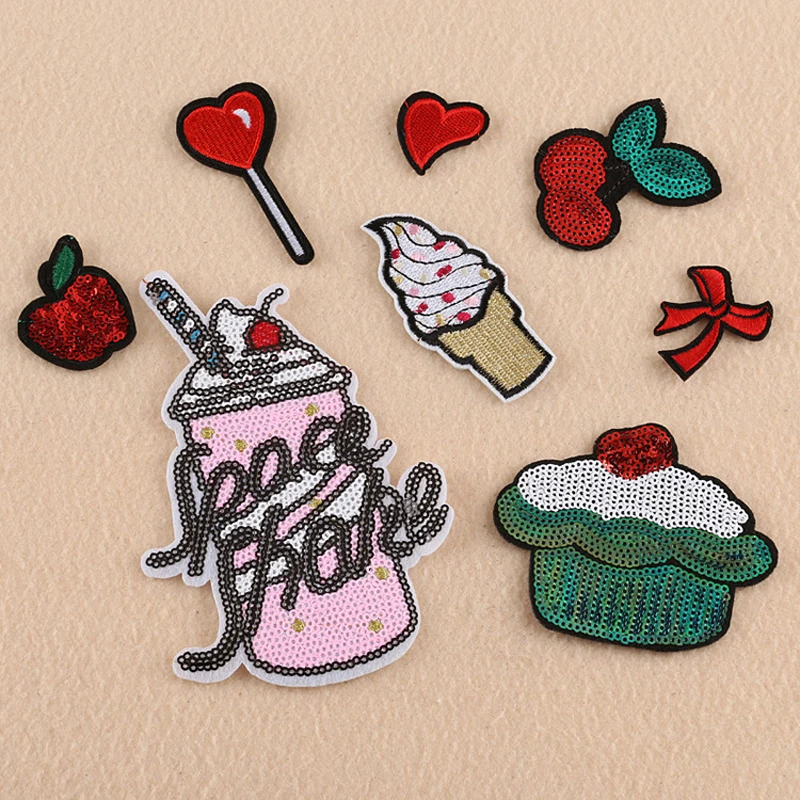 10pcs Glitter Embroidered Patch For Clothing Sequin Patches parches