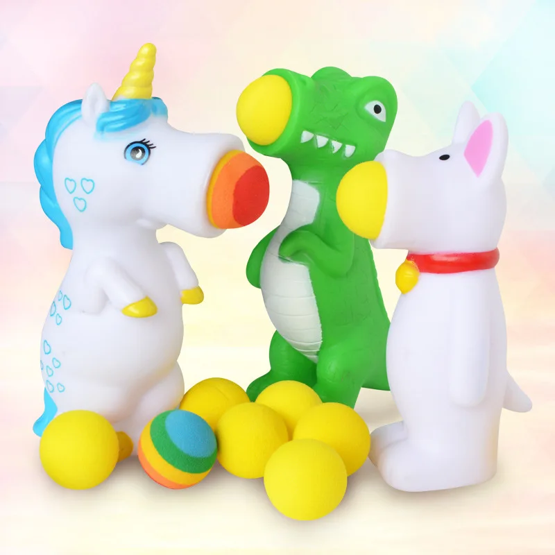 Милые животные эжекция игрушки креативные Squeez декомпрессионное Отверстие Вентиляция катапульта плюющий шар игрушки для детей 1 животное+ 5 шаров