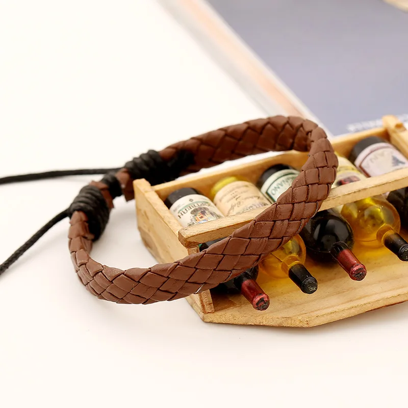 Fashion Mens Womens Braided Faux Leather Bracelet Wristband Unisex Gifts