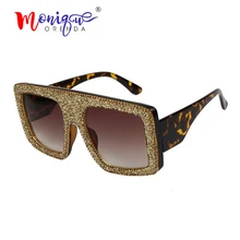 Большая оправа, градиентные оттенки, негабаритные солнцезащитные очки для женщин, гравия, стразы, квадратные винтажные женские модные солнцезащитные очки, блестящие камни