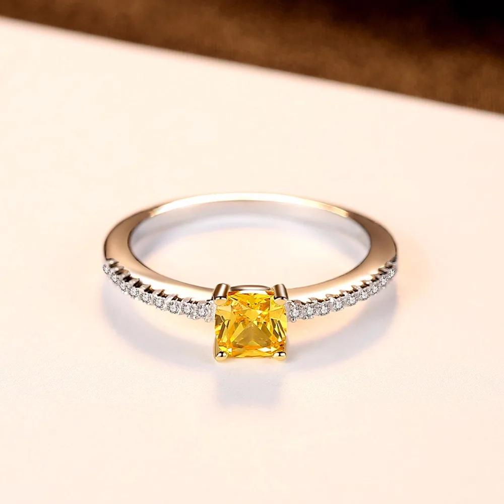 S925 Серебряное кольцо натуральный желтый кристалл AAA циркон женское кольцо ювелирные изделия оптом