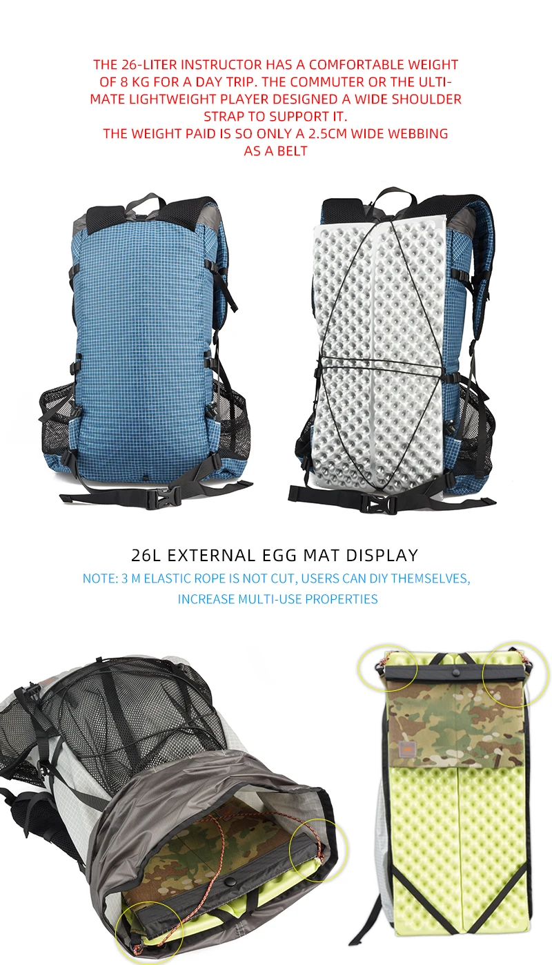3F UL gear 26L/38L рюкзак Сверхлегкий походный рюкзак UHMWPE легкий прочный активный отдых, путешествия, скалолазание 3 цвета