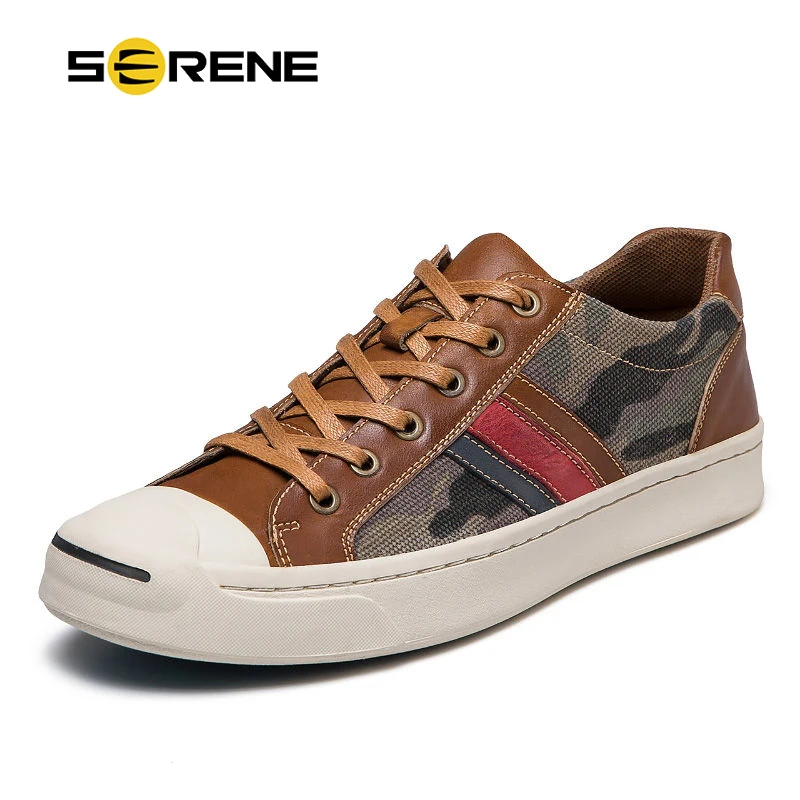 

SERENE Brand 2018 Fashion Mens Shoes Fabric Mesh Leather Canvas Casual Sneakers Rubber Footwear High Top Lace-Up Black Shoe Men