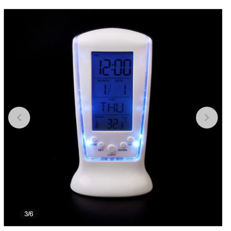 Креативный Цифровой синий светящийся светодиодный ночной Светильник будильник музыкальный температурный дисплей Календарь Настольные часы функция повтора сигнала 4