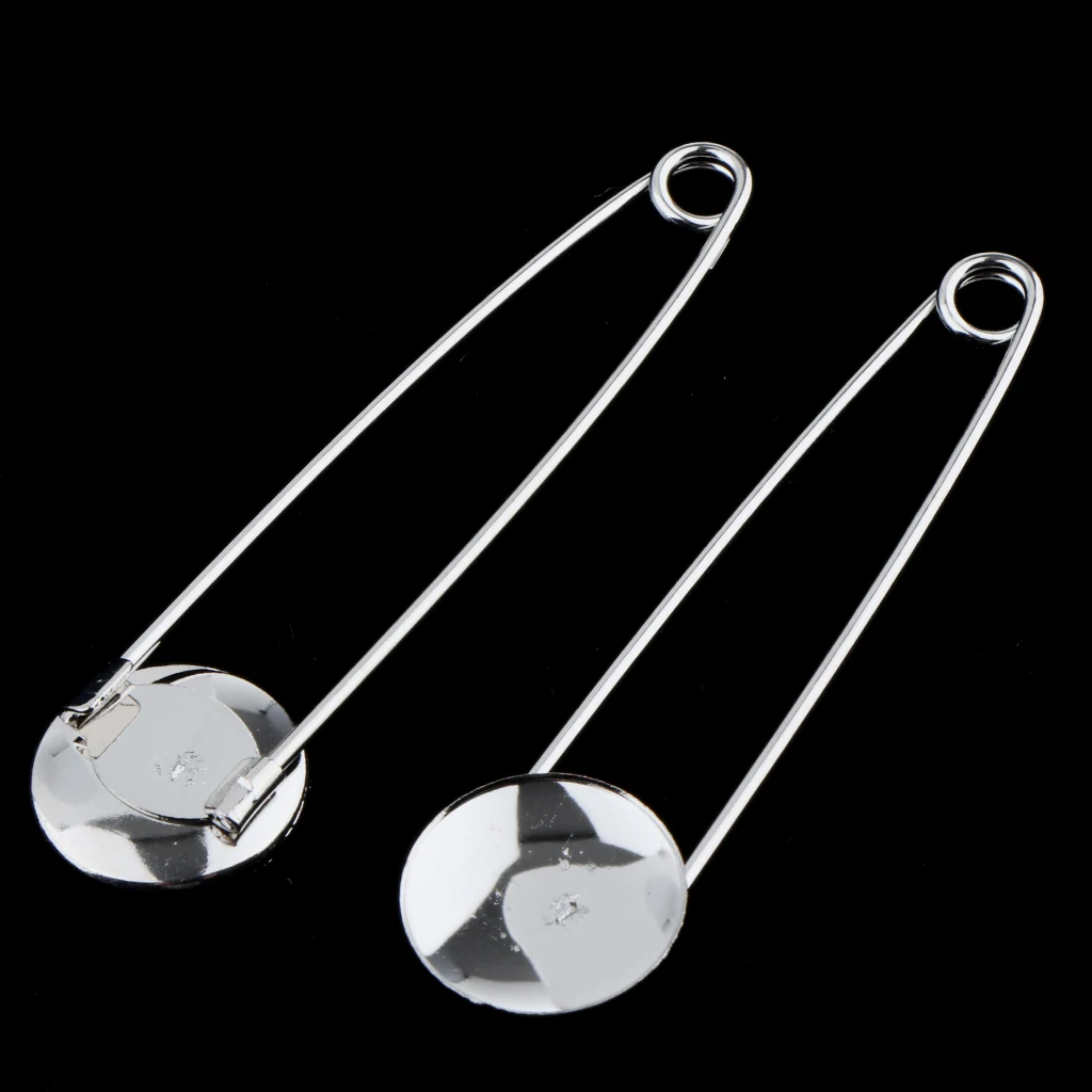 10 Pieces Bulk 20mm Blank Based Tray Safety Pins Brooch Findings Round Cabochon Tray DIY Making Crafts