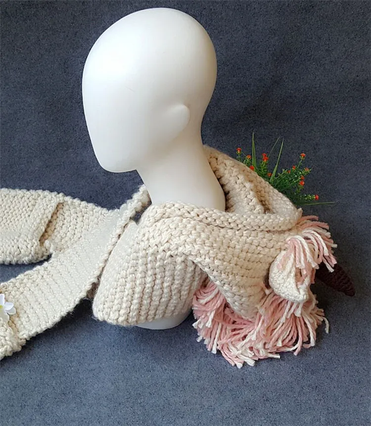 2018 New Autumn And Winter Children's Hat Unicorn Wool Scarf One Cloak Shawl Tassel Warm Winter ACI85 (8)