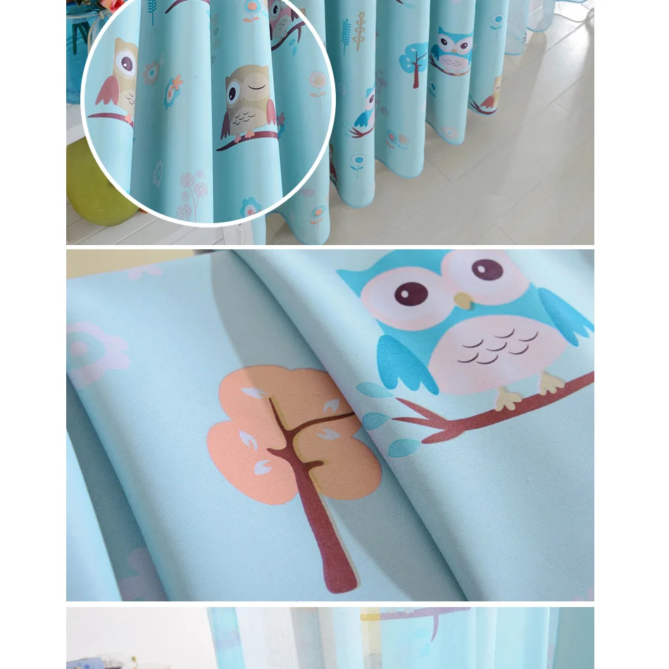 Затемненные шторы с изображением совы, оконные затемненные шторы для детей, спальни, оконные шторы, ткань
