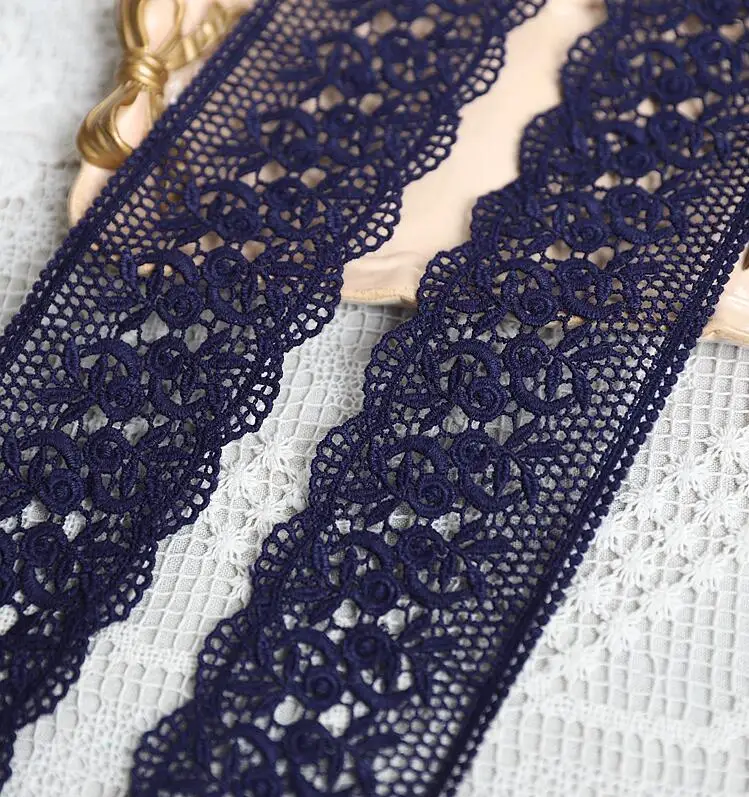 

1 Meter High Quality Blue Cotton Lace Trimming Ribbon Handmade Patchwork Lace Crochet Cotton Garment Accessories Sewing Lace