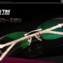 Титан Rimless Очки Рамки Для женщин Близорукость Очки 1.61 ИНДЕКС diamond Резка Цвет объектив леди элегантность Оптический Высокое качество