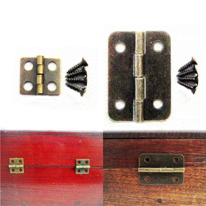 10pcs Antique Brass Vintage Jewelry Gift Wine Wood Wooden Box Hinge With Screws