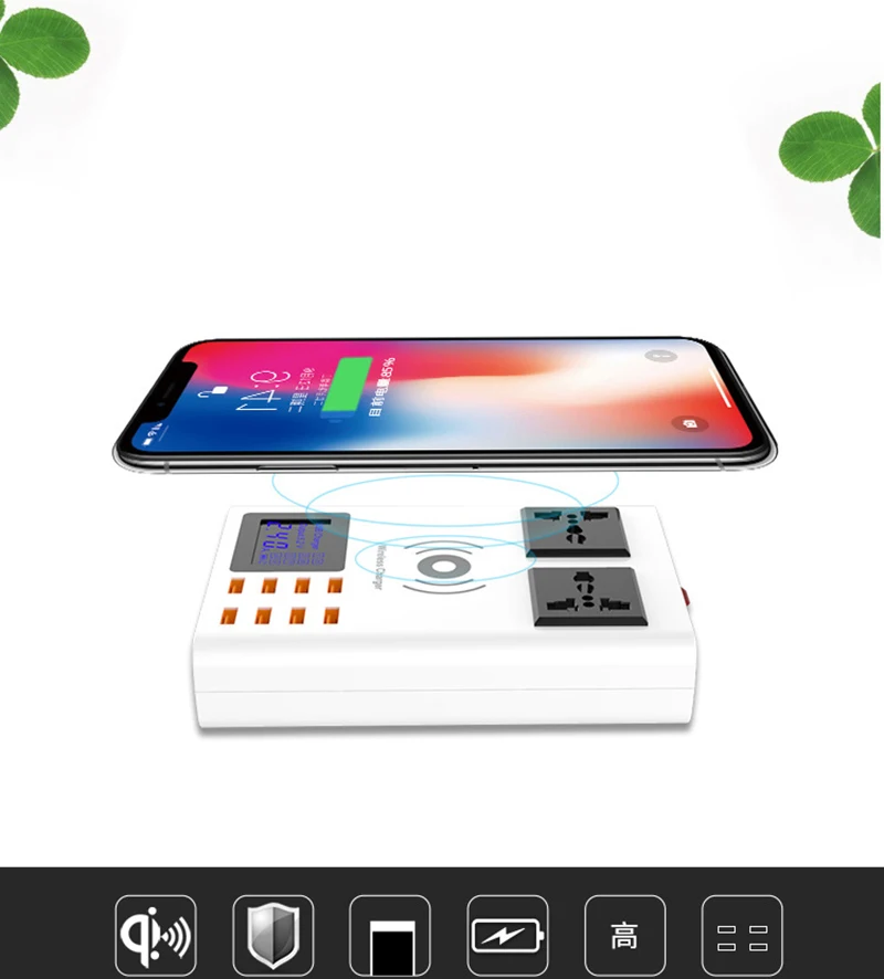 

Thbelieve Wireless Charging Station Multiple 8 USB Desktop Socket Adapter 8 Port Multi Chargers Home AC Charge Station Retail