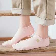 5 пар/лот Японские Женские носки с вышивкой в форме сердца невидимые низкие короткие носки для женщин носки женские Meias