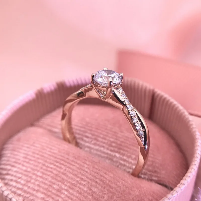 

Bonsoir Moissanite Solid 1.5Ct 14K Rose Gold Ring For Women Wedding Engagement Ring Anniversary Gift