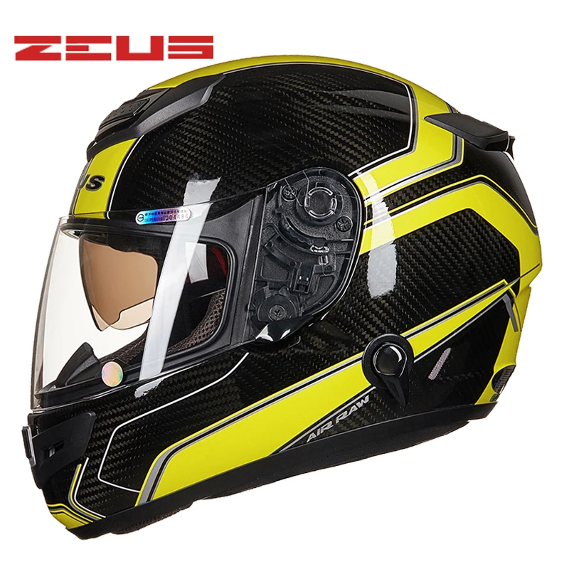 Мотоциклетные шлемы ZEUS Carbon на все лицо шлем с двойными линзами профессиональный