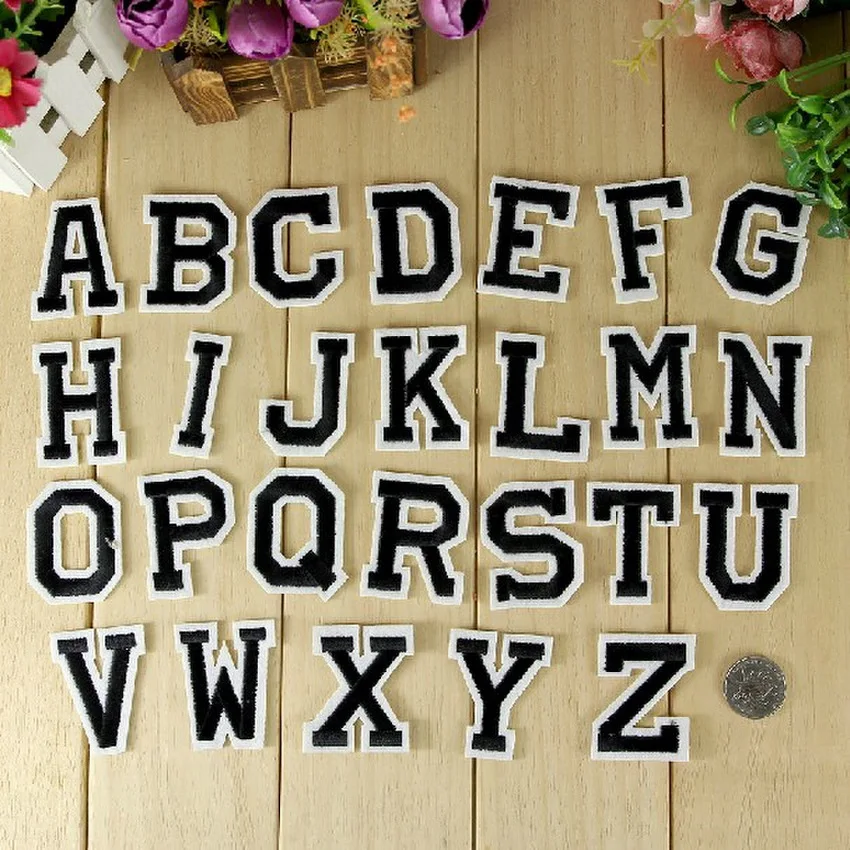 

10pcs Single Letter A-Z Alphabet Series Embroidery Iron On Patches DIY Making Appliques Sew On Badge DIY Clothing Bag Jean