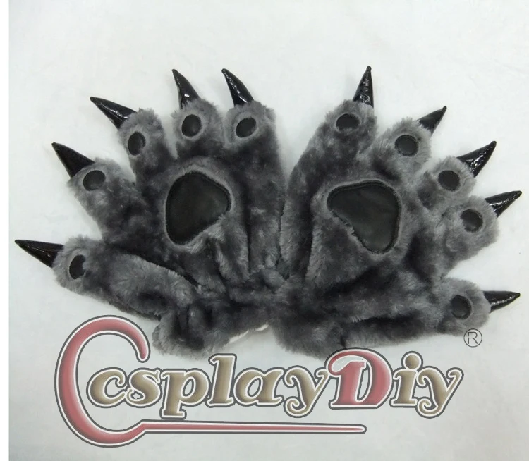 Plush Bear Paw Claw Gloves Novelty Soft Toweling Covered Cartoon Gloves