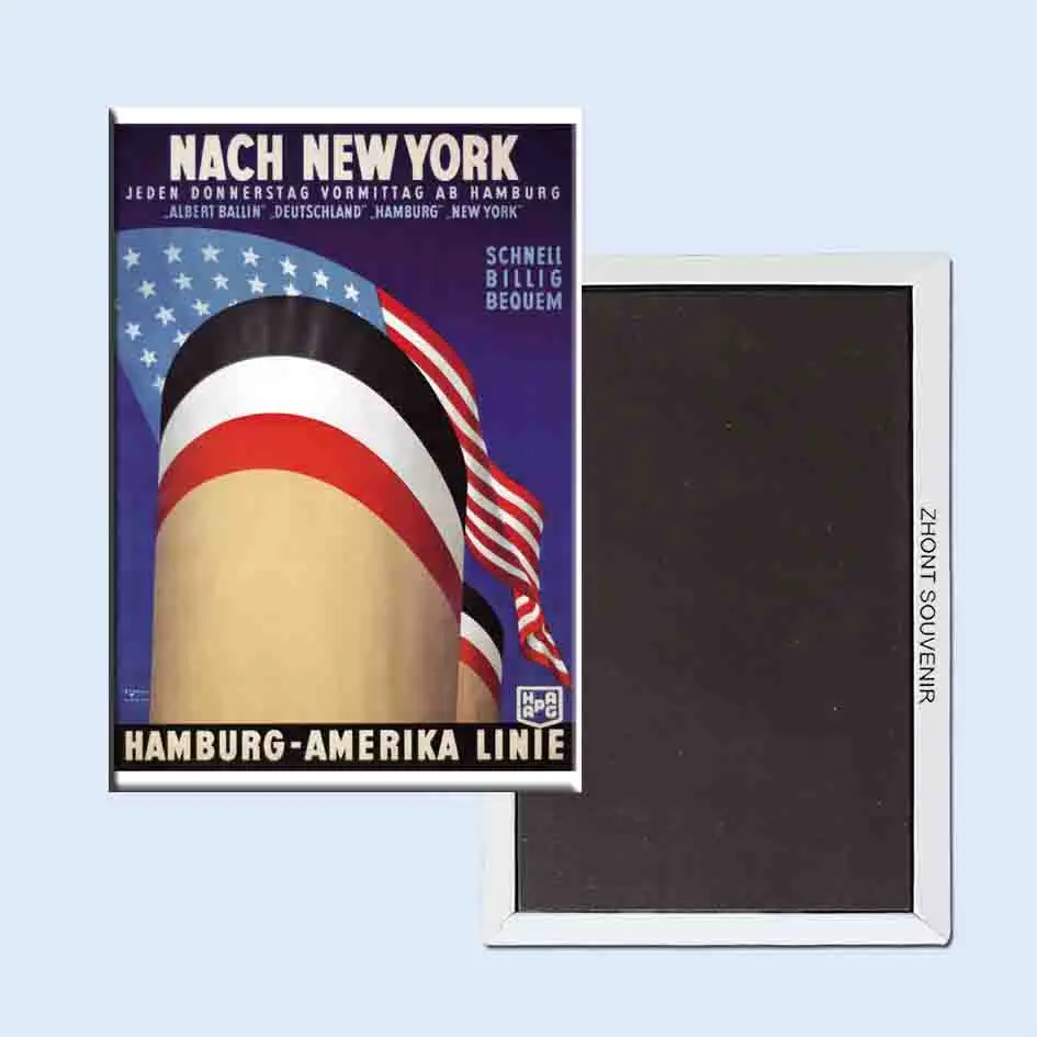 Nach Нью Йорк Гамбург amerika linie винтажный дорожный плакат 24084 ретро ностальгия
