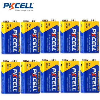 

10Pcs*PKCELL 9V Battery 6F22 Super Heavy Batteries 9V Battery for radio wireless microphones Equal to 6LR61 ER9V CR9V