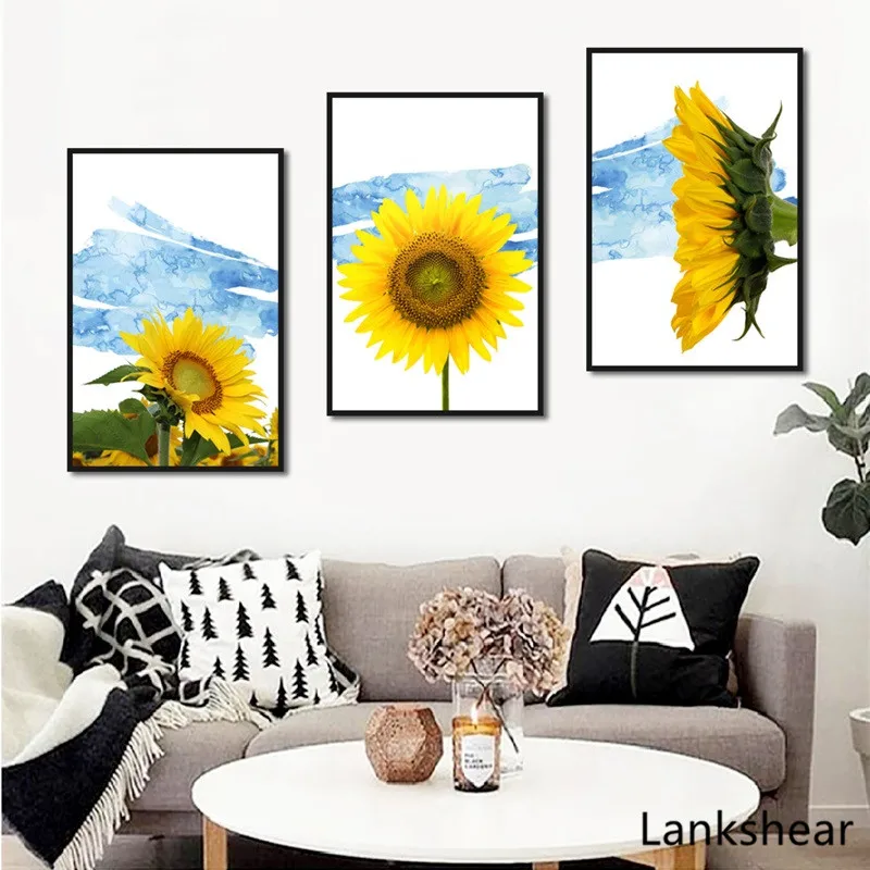 

Modern Wall Art Oil Canvas Painting For Home Yellow Sunflower Pictures Home Decor For Living Room No Frame Poster And Print