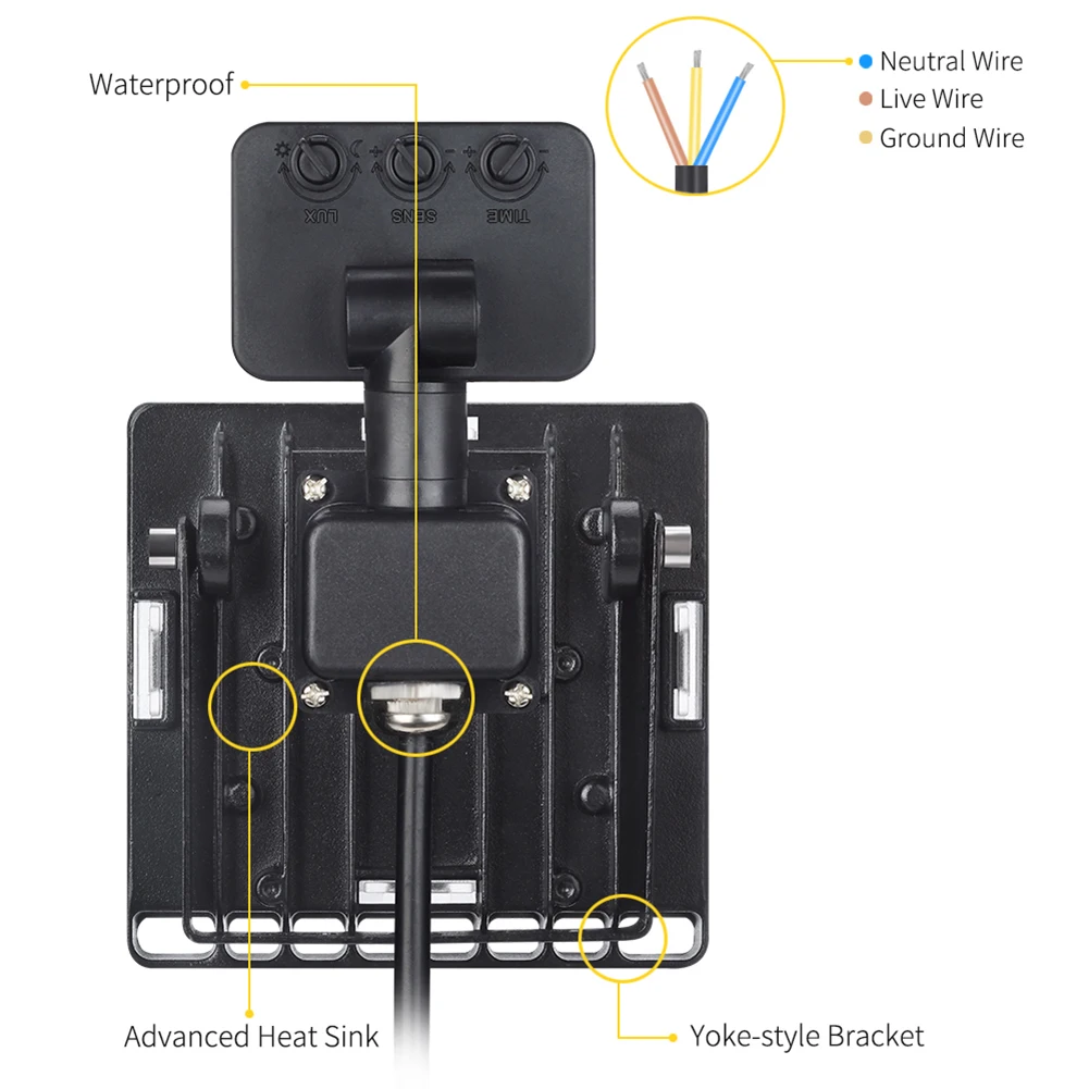 

20W Flood Light IP65 Waterproof PIR Motion Sensor High Brightness for Outdoor Patio DNJ998