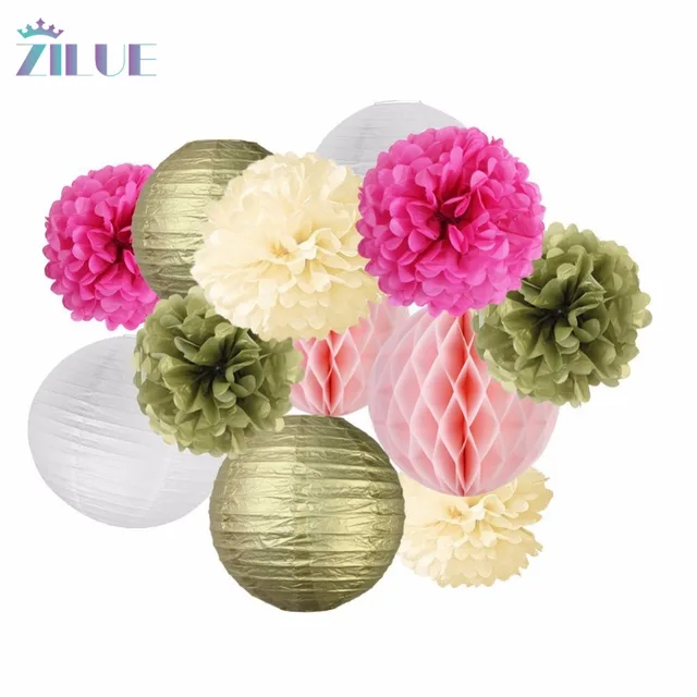 12pcs set multi color paper flower balls paper honeycomb ball paper paper flower balls