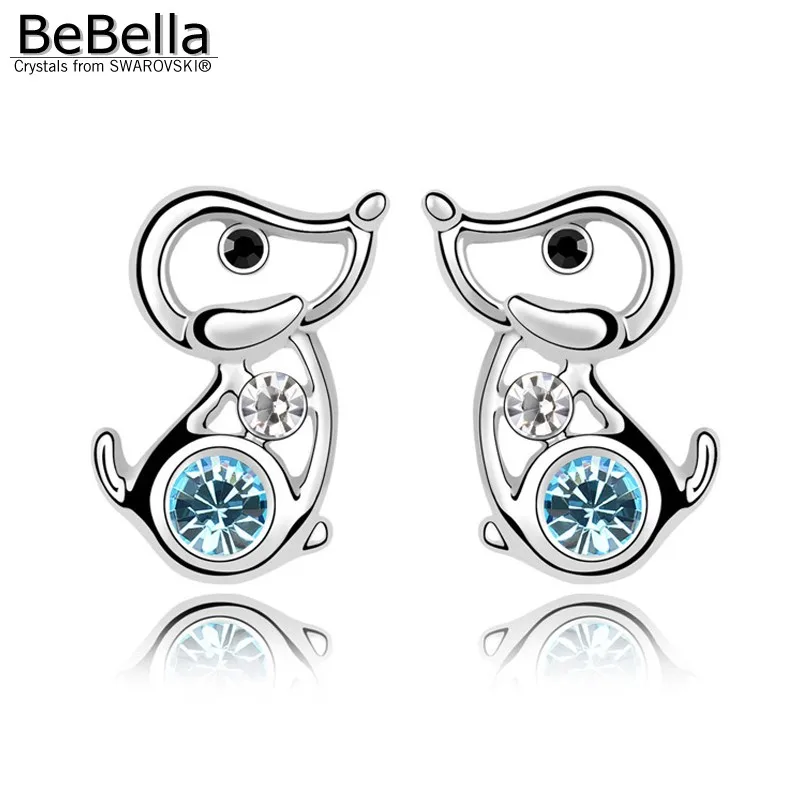Серьги пусеты BeBella с кристаллами Swarovski для милых собак оригинальные модные