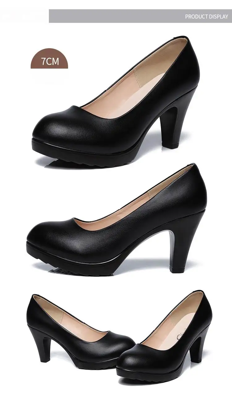 GKTINOO из натуральной кожи обувь Женские туфли-лодочки с круглым носком Sapato feminino; большие размеры; Узкие туфли на высоком каблуке модные черные рабочие туфли размера плюс; большие размеры 33-43