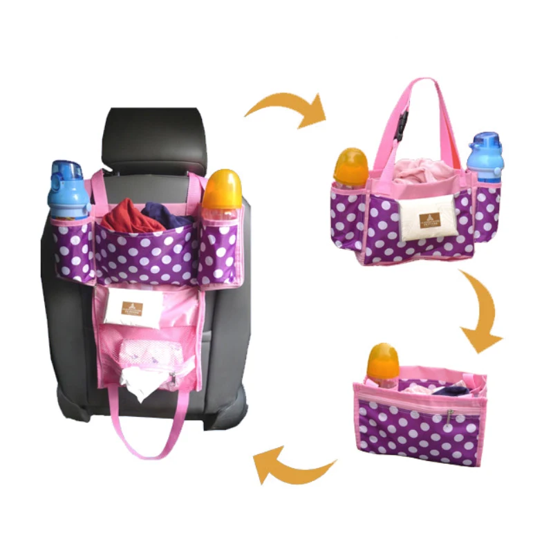 Multifunctional 3 in 1 Waterproof Dot Print Baby Diaper Bag Car Seat