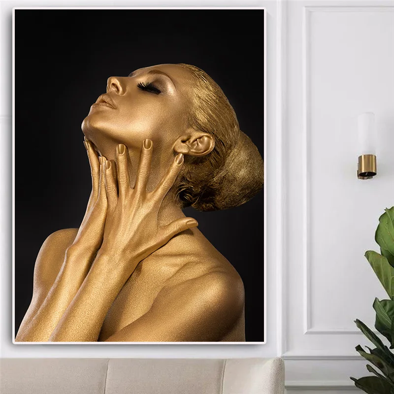 

HD Printed Modular Pictures Home Decor Painting 1 Pieces Canvas Gold Black Nude African Woman Poster Bedroom Wall Art Framework
