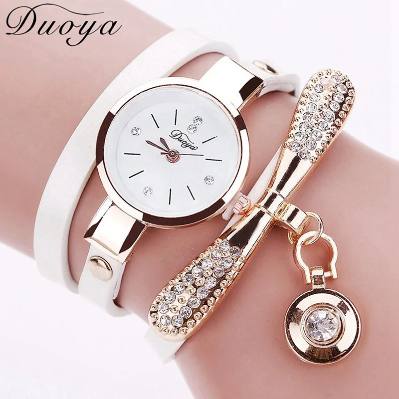 Duoya Brand Bracelet Watches For Women Luxury Gold Crystal Fashion Quartz Wristwatch Clock Ladies Vintage Watch Dropshipping 