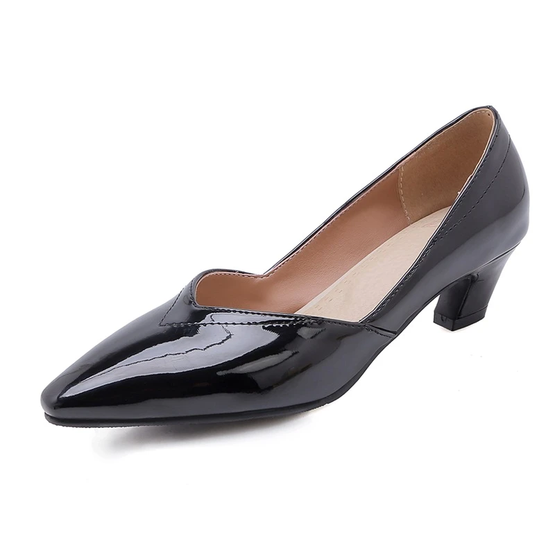 black leather pumps womens