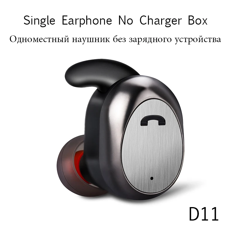EGRINCY M9 D11 TWS Bluetooth гарнитура Беспроводные наушники металлический чехол для зарядного устройства мини стерео музыка настоящий Bluetooth наушники с микрофоном - Цвет: Black Single Headset