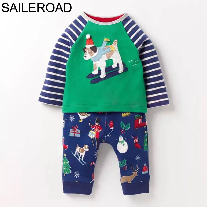 SAILEROAD/комплекты детской одежды с динозаврами для детей от 2 до 7 лет Весенняя хлопковая рубашка и штаны комплекты одежды с длинными рукавами для мальчиков и девочек - Цвет: 1684 same picture