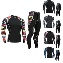 Men's compression suit Quick-drying tights Men's tracksuits branded MMA clothing crossfit T-shirt Compression Men leggings 4XL