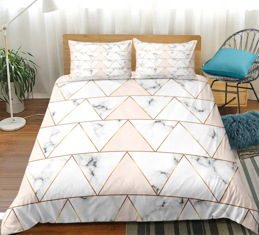 Мраморные постельные принадлежности набор геометрических пододеяльников набор королева нордическая кровать линия для девочки-подростка розовое одеяло покрывало, Комплект постельного белья King домашний текстиль - Цвет: Светло-зеленый