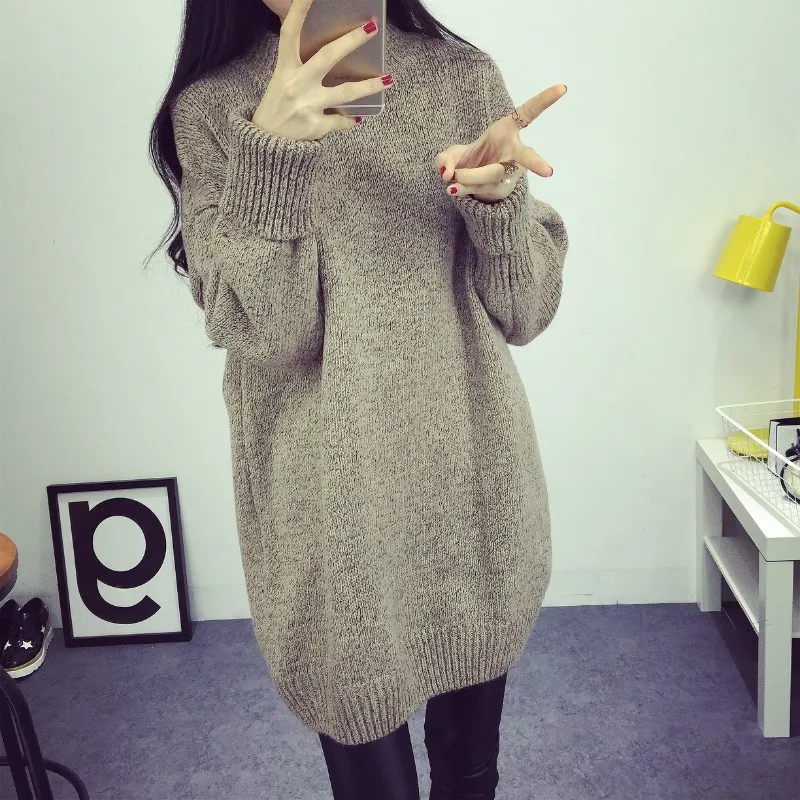 Winter Fashion Half Turtleneck Long Sweaters Korean Style Casual Loose ...