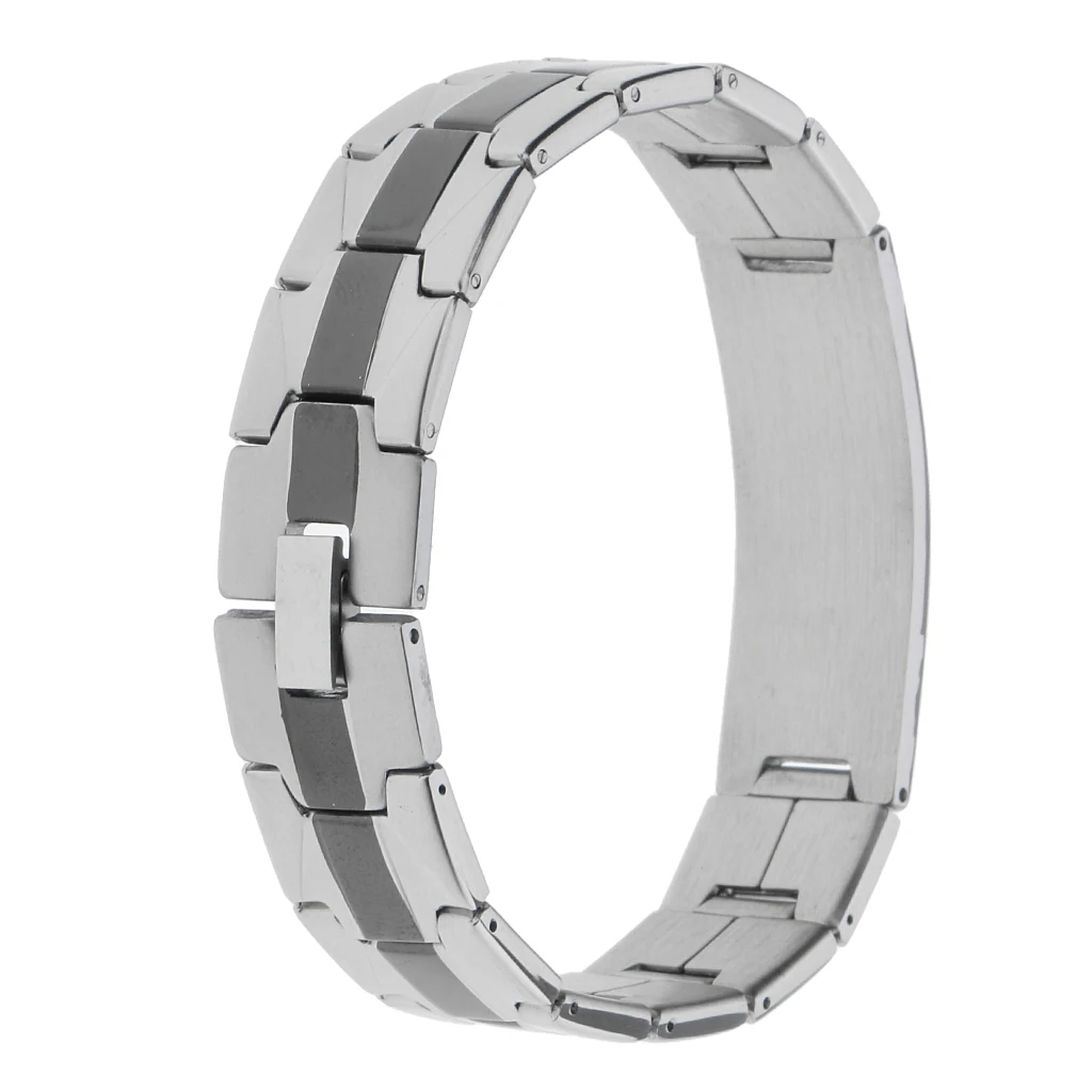 Men Women Charm Cuff Wristband Stainless Steel Bracelet with Engraved English Lord's Prayer Bible Cross Pattern 21x1.5cm