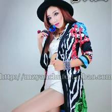 S-xxxl женские Брендовые костюмы диджея певца 2ne1 CL модели одного цвета зебра костюмы Тренч Одежда/S-L