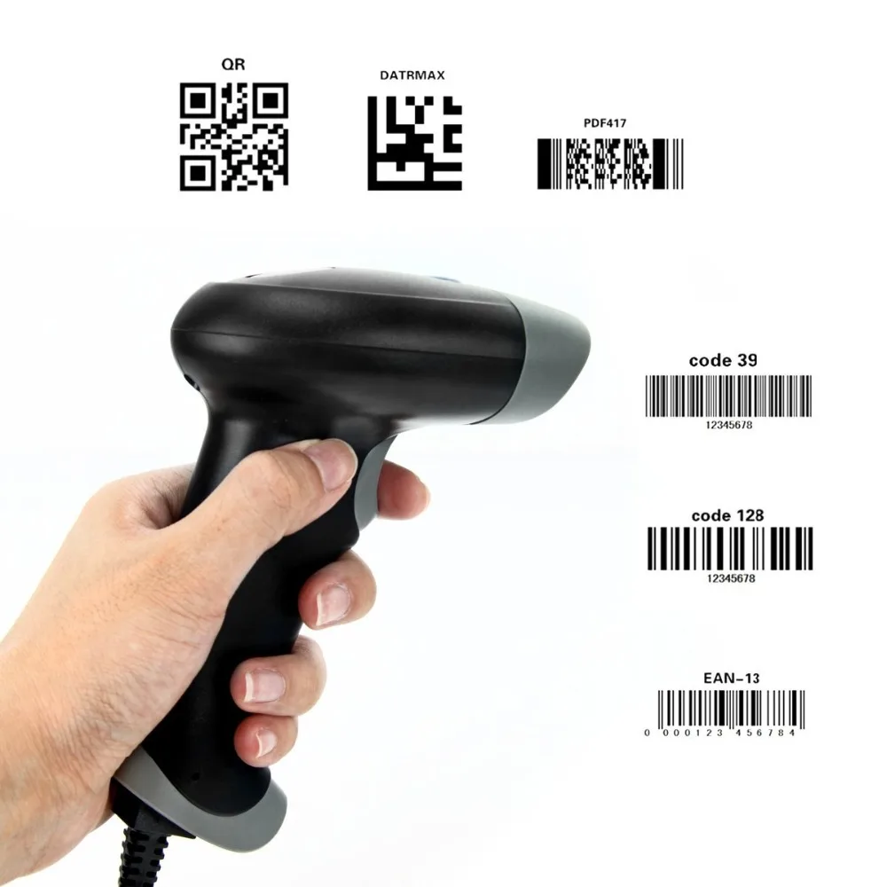 Nexan USB Ручной 1D 2D сканер штрих кодов QR считыватель для iOS Android Windows|Считыватели и
