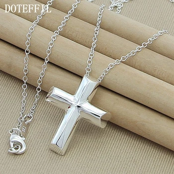 

DOTEFFIL 925 Sterling Silver 18 Inch Chain Cross Pendant Necklace For Woman Fashion Wedding Engagement Party Charm Jewelry