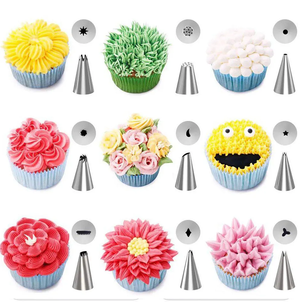 Icing Piping Tips Set Tulip Nozzles Rose Flowers Cupcake Maker Cookies Cream Puffs Crowded