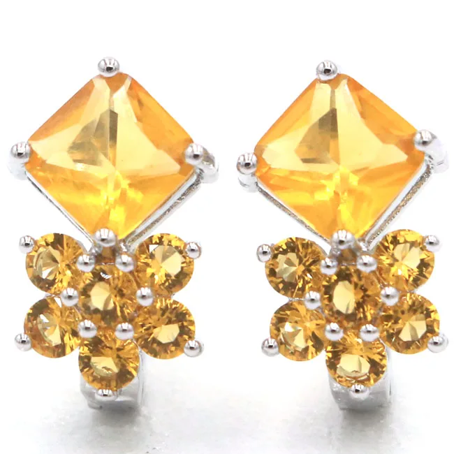 

38x12mm Gorgeous Created Green Amethyst White CZ Gift For Mother Silver Earrings