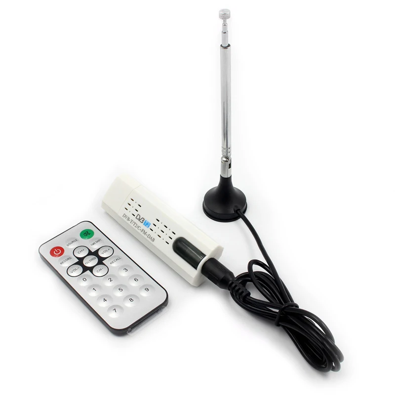 Цифровая антенна Usb 2,0 Hdtv Tv удаленный тюнер приемник-записывающее устройство для Dvb-T2/Dvb-T/dvb-c/Fm/Dab для ноутбука - Color: White