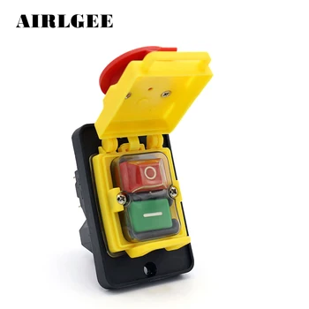 

High Quality KJD18 7Pins 15A 400V Waterproof Electromagnetic Emergency Push Button Switch For Garden Machine Tools