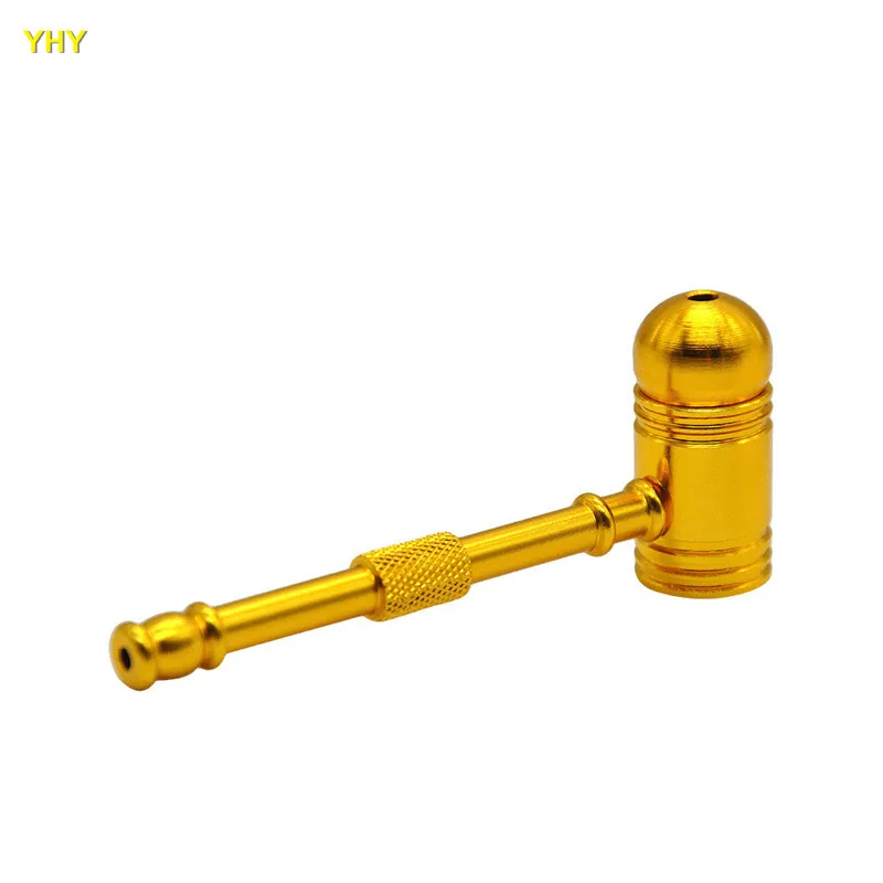 New Small Metal Hammer Pipe Multi Color Endurable Aluminum Alloy Smoking Tobacco Portable Pipe Free Shipping  04