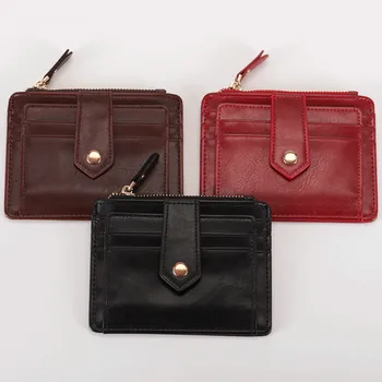

eTya 2019 Women Men PU Leather Wallets Female Male Mini Leather Zipper Credit Card ID Holder Small Clutch Bag Coin Purses